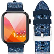 Akcesoria do smartwatchy - Kingxbar Kingxbar Crystal Fabric Band pasek bransoletka do Watch 6 / 5 / 4 / 3 / 2 (40mm / 38mm) silikonowy pasek kryształowa opaska niebieski - miniaturka - grafika 1