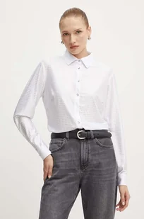 Guess koszula ELIANA SHINY damska kolor biały regular z kołnierzykiem klasycznym W4YP13 KCC10 - Koszule damskie - miniaturka - grafika 1