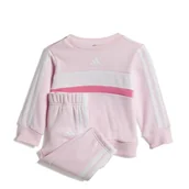 Odzież sportowa dziecięca - adidas uniseks-baby SEASONAL ESSENTIALS TIBERIO 3 STRIPES FLEECE CREW SET, clear pink/pink fusion/white, 18-24 Months - miniaturka - grafika 1