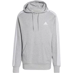 Bluza męska adidas Essentials French Terry 3-Stripes Hoodie szara IC0437 2X - Bluzy męskie - miniaturka - grafika 1