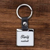 Breloki - Kwadratowy metalowy brelok z czarnym paskiem z Twoim zdjęciem - miniaturka - grafika 1