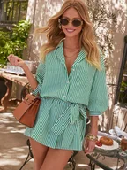 Sukienki - LA Angels Sukienka w kolorze zielono-białym - miniaturka - grafika 1