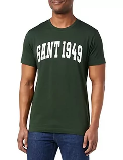 Koszulki męskie - GANT Męski t-shirt Md. Fall Ss, Zielony (Storm Green), S - grafika 1