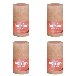 Bolsius Świece pieńkowe Shine, 4 szt., 130x68 mm, mglisty róż - Świece - miniaturka - grafika 1