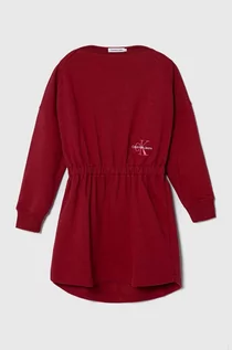 Sukienki i spódniczki dla dziewczynek - Calvin Klein Jeans sukienka dziecięca kolor czerwony mini rozkloszowana - grafika 1