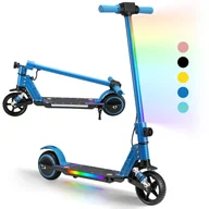 Hulajnogi elektryczne - SIMATE S5 Składana hulajnoga elektryczna dla dzieci, przednie koło 6,3 cala, 14 km/h, 130 W, maks. 70 kg, wyświetlacz LED, od 6 lat, niebieska - miniaturka - grafika 1