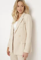 Marynarki i żakiety damskie - Jasnobeżowa Marynarka z Długimi Rękawami i Ozdobnymi Klapami Kaimas - miniaturka - grafika 1
