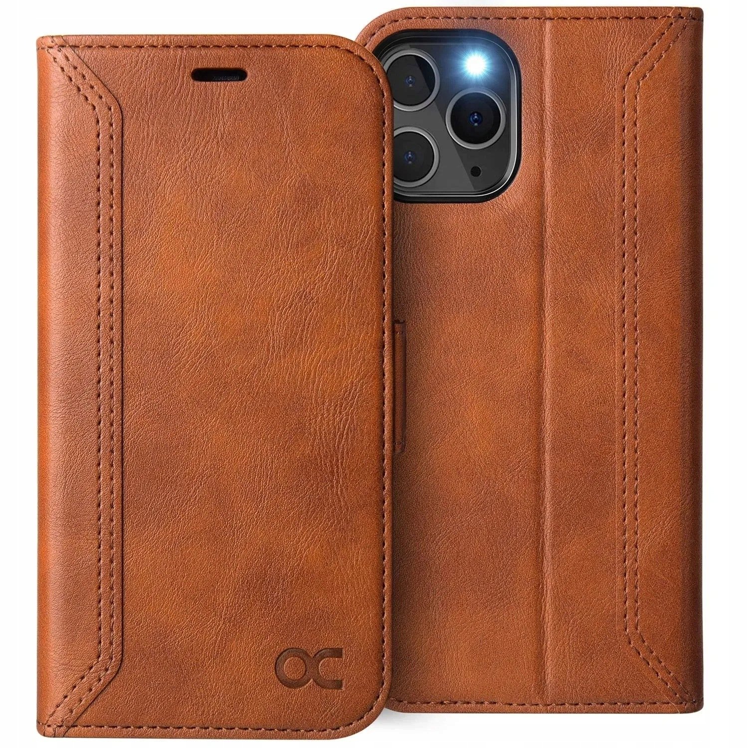 Ocase etui skórzane do iPhone 14 Pro Max z klapką Portfel Rfid retro brąz