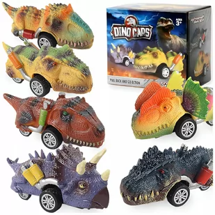 Autka Dinozaury Samochody Szybkie T-Rex Z Napędem Naciągiem Zestaw 6 Szt. - Samochody i pojazdy dla dzieci - miniaturka - grafika 1
