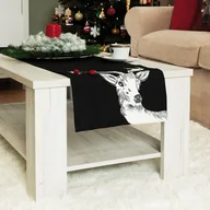 Obrusy i serwetki - Bieżnik 35x140 cm, czarny z biało-szarym nadrukiem renifera, Rudolf - miniaturka - grafika 1