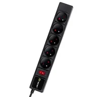 Listwy zasilające - Tracer Listwa zasilająca PowerGear przeciwprzepięciowa 5 gniazd 3 m czarna TRALIS46844 TRALIS46844 - miniaturka - grafika 1