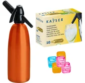 Saturatory - Saturator syfon do wody ART Quick Soda 1 l pomarańczowy + 10 naboi + 5 kostek lodu - miniaturka - grafika 1