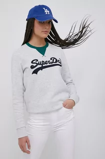 Bluzy damskie - Superdry bluza damska kolor szary z aplikacją - grafika 1