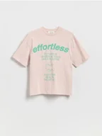 Koszulki dla chłopców - Reserved - Bawełniany t-shirt z nadrukiem - beżowy - miniaturka - grafika 1