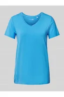 Koszulki i topy damskie - T-shirt z prążkowanym dekoltem w serek - Schiesser - miniaturka - grafika 1