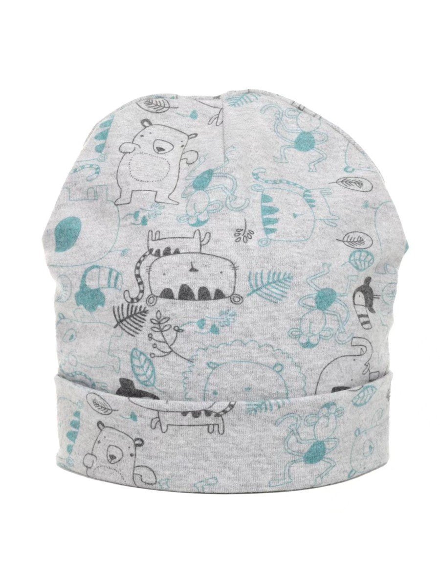 Chłopięca czapka bawełniana z nadrukiem szara Be Snazzy r.48/50