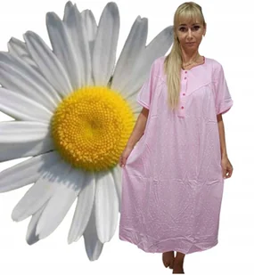 Koszula Nocna Bawełna Super Jakość Stokrotka Urocza Rozpinana 50 52 5xl 6xl - Bielizna nocna - miniaturka - grafika 1