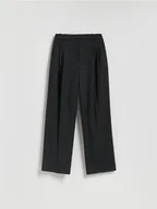 Spodnie damskie - Reserved - Spodnie w kant z wełną - ciemnoszary - miniaturka - grafika 1