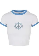Koszulki i topy damskie - Urban Classics Damska koszulka ze stretchu z dżerseju, dostępna w wielu różnych kolorach, rozmiary od XS do 5XL, biały/niebieski (Horizonblue), 5XL - miniaturka - grafika 1