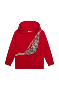 Bluzy dla dziewczynek - Marc Jacobs bluza bawełniana dziecięca kolor czerwony z kapturem wzorzysta - grafika 1