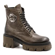 Botki damskie - Brązowe skórzane botki LM60376 - Neścior - miniaturka - grafika 1