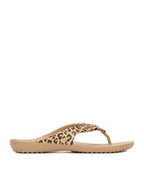 Klapki i japonki damskie - Crocs Japonki KADEE II LEOPARD FLIP W 206398-98R Beżowy - miniaturka - grafika 1