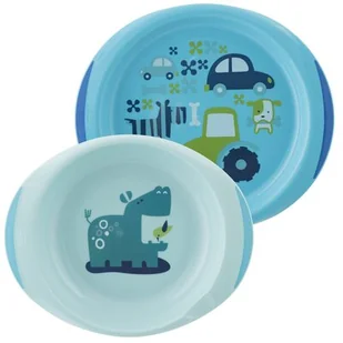 Chicco Zestaw 2 talerzy 12m+ niebieski - Zestawy naczyń dla dzieci - miniaturka - grafika 1