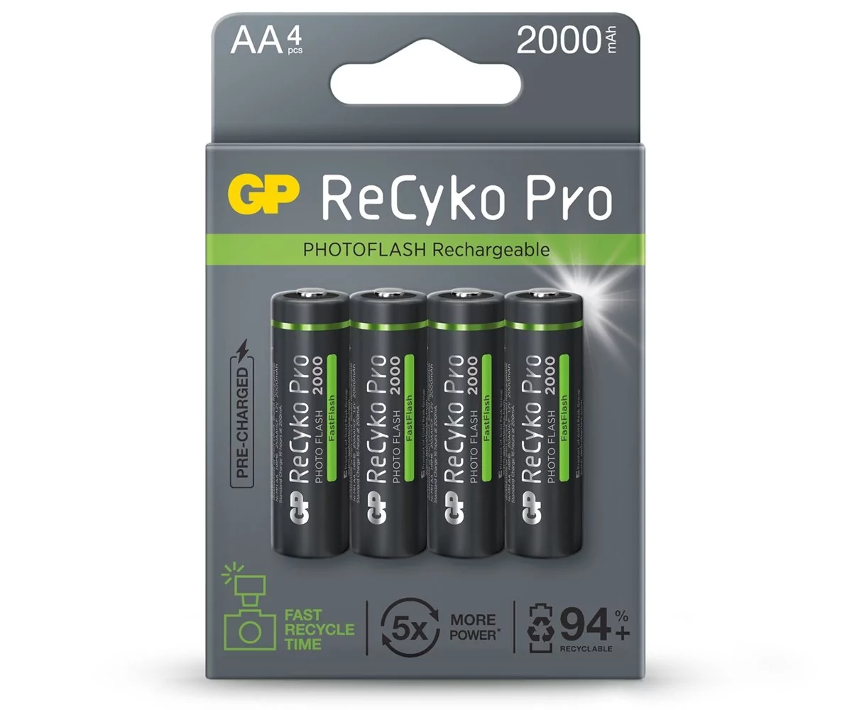 GP Batteries 4 x akumulatorki AA R6 ReCyko Pro PhotoFlash Ni-MH 2000mAh 210AAHCF-5APCEB4