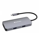 Huby USB - Verbatim USB-C - 2x USB 3.0, USB-C PD, HDMI, RJ45 - miniaturka - grafika 1