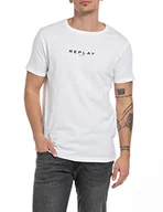 Koszulki męskie - Replay T-shirt męski, 1 biały., XS - miniaturka - grafika 1
