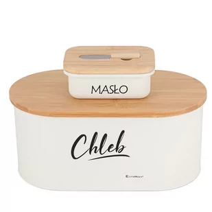 CHLEBAK STALOWY + MASELNICZKA Z NOŻYKIEM E-6022 - Chlebaki - miniaturka - grafika 1
