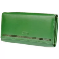 Portfele - Dwustronny portfel damski skórzany ciemnozielony - miniaturka - grafika 1