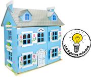 Łamigłówki - Willa Alpejska Niebieska -  domek dla lalek z wyposażeniem i laleczkami + oświetlenie LED - miniaturka - grafika 1