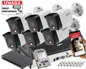 Zestawy do monitoringu - Monitoring Ogrodu 6 kamer IP Dahua IPC-HFW1639TC-A-IL-0280B-S6 6MPx Podwójny oświetlacz - miniaturka - grafika 1