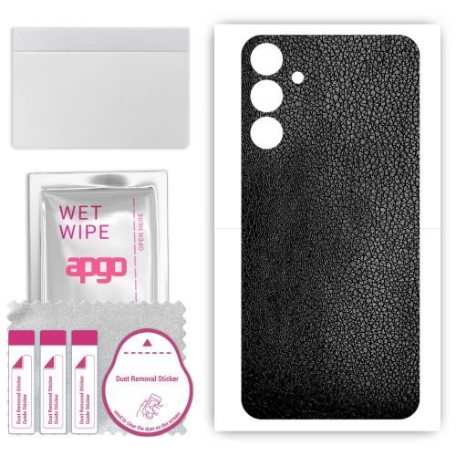 folia naklejka skórka strukturalna na TYŁ do Samsung Galaxy M55 5G - Skóra Czarna - apgo SKINS