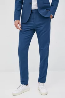 Spodnie męskie - Sisley spodnie męskie kolor granatowy dopasowane - grafika 1