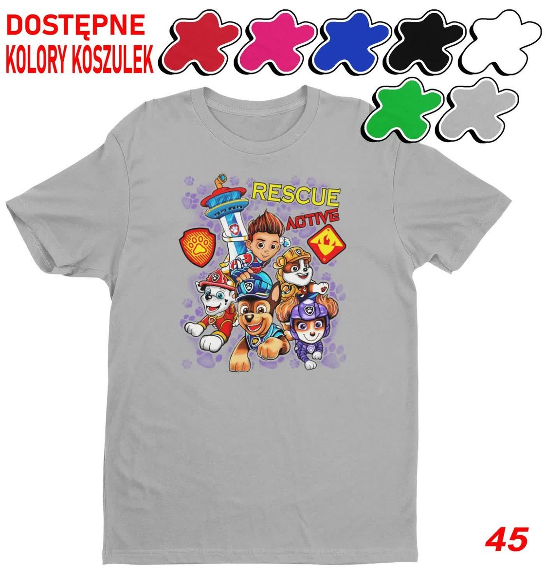 Dziecięca Koszulka Z Nadrukiem Psi Patrol Duży Wybór -M 134-140