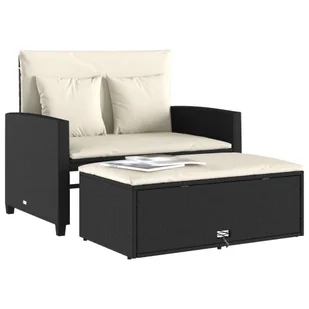 Sofa ogrodowa z poduszkami, 2-osobowa, czarna, polirattan Lumarko! - Sofy ogrodowe - miniaturka - grafika 5