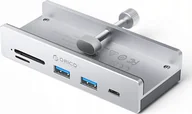 Huby USB - HUB montowany na zacisk input: USB-C / output: 2x USB-A 3.2 + 1x USB-C 3.2 + 1x SD&TF - srebrny - miniaturka - grafika 1