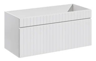 Biała lamelowa szafka na umywalkę z szufladą 100 cm Cersal 9X - Szafki łazienkowe - miniaturka - grafika 1
