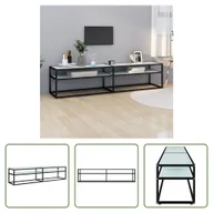 Szafki RTV - The Living Store Szafka pod TV biała marmurowa 180x40x40,5 cm szkło hartowane - miniaturka - grafika 1