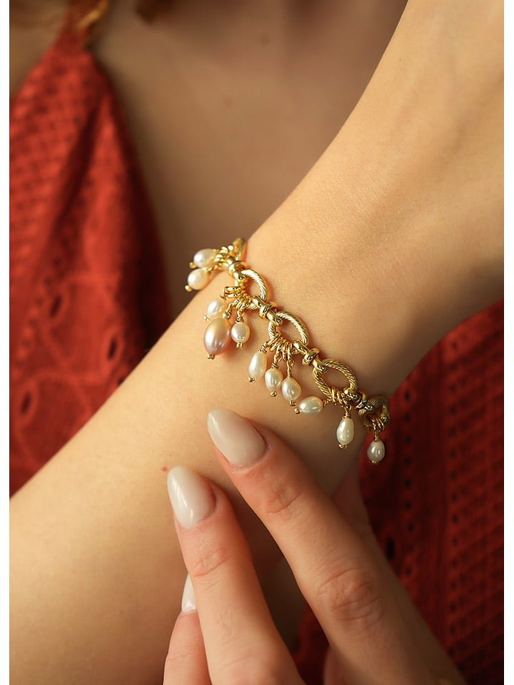 L'Atelier de Gaia Pozłacana bransoletka z perłami