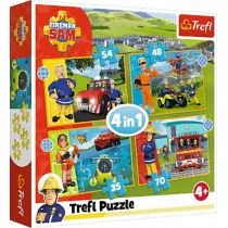 Trefl Puzzle 4w1 Odważny Strażak Sam 34387 34387 - Puzzle - miniaturka - grafika 1