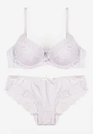 Komplety damskie - Biały Komplet Biustonosz i Majtki Typu Figi Ozdobiony Koronką Ezivane - miniaturka - grafika 1
