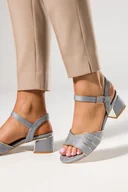 Espadryle damskie - Niebieskie sandały damskie na ozdobnym klocku Casu ER24X10-BL-39 - miniaturka - grafika 1