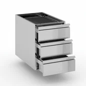 Szafy i regały magazynowe - Pojemnik z szufladami ze stali nierdzewnej, 3 szuflady, 400 x 660 x 528 mm - miniaturka - grafika 1