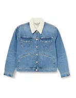 Kurtki damskie - Wrangler Damska kurtka Heritage Sherpa Denim, First Love, XL - miniaturka - grafika 1