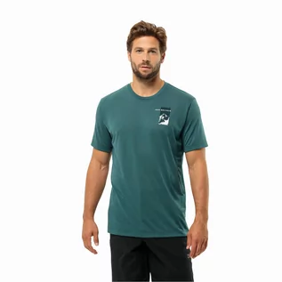 Koszulki męskie - Męski t-shirt Jack Wolfskin VONNAN S/S GRAPHIC T M emerald - M - grafika 1