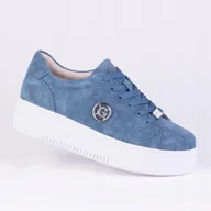 Półbuty damskie - Półbuty sportowe damskie GOODIN GD-XW-1008 skóra naturalna niebieskie 39 - miniaturka - grafika 1