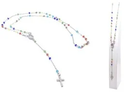 Różaniec srebrny AG MISYJNY kolorowe paciorki - 8,2g (rozpinany) - Różańce - miniaturka - grafika 1